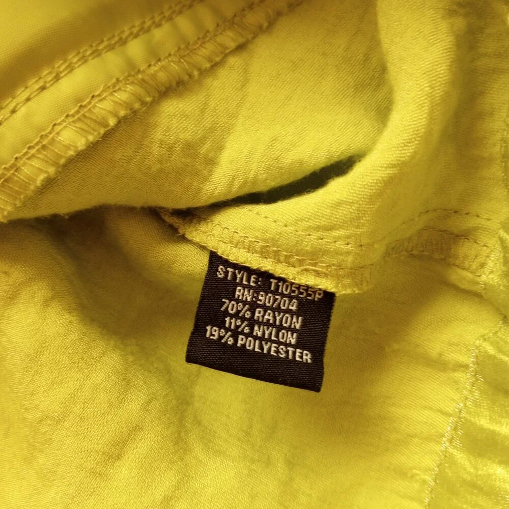 90s Lime Green Boho Whimsygoth Crinkle Jacket Rayon Blend Button Front Linear - Picture 3 of 7